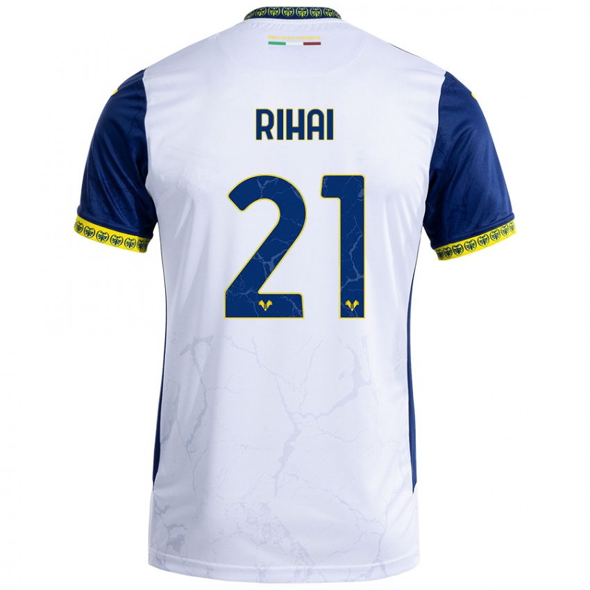 Niño Camiseta Aiman Rihai #21 Blanco Azul 2ª Equipación 2024/25 La Camisa