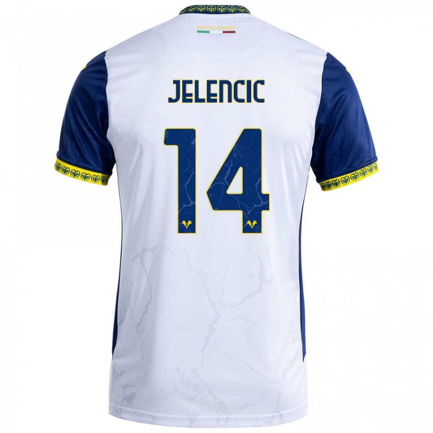 Niño Camiseta Ana Jelencic #14 Blanco Azul 2ª Equipación 2024/25 La Camisa