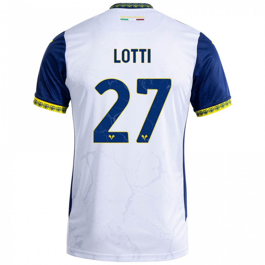 Niño Camiseta Irene Lotti #27 Blanco Azul 2ª Equipación 2024/25 La Camisa