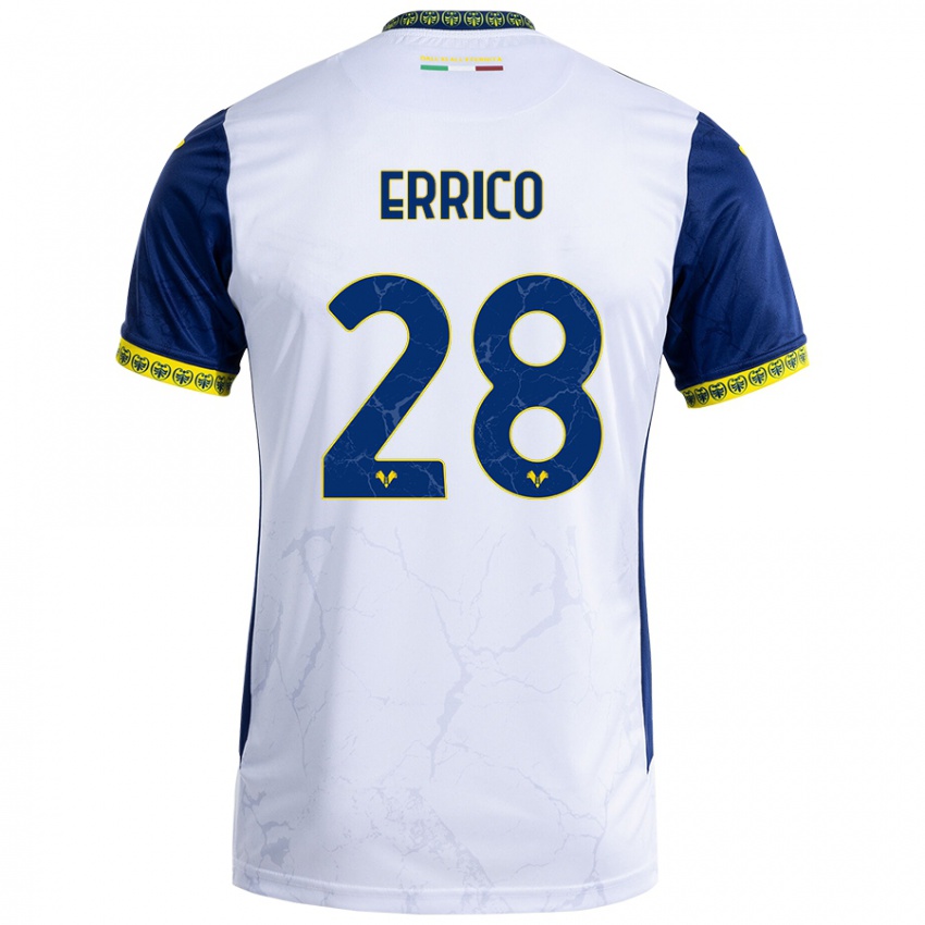 Niño Camiseta Emma Raffaella Errico #28 Blanco Azul 2ª Equipación 2024/25 La Camisa