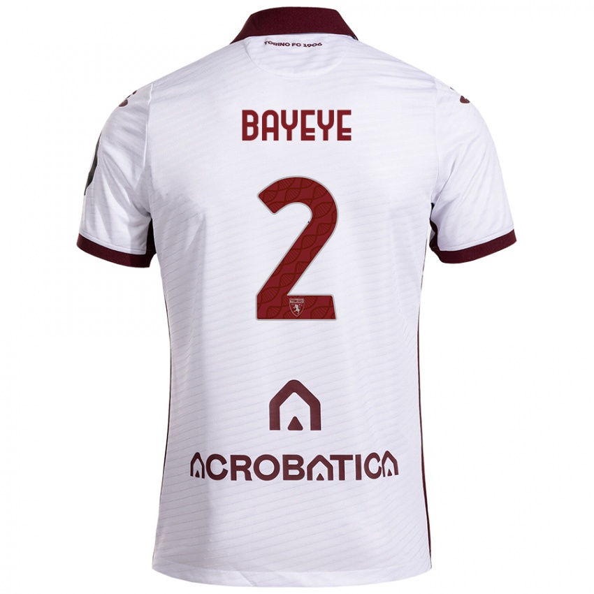 Niño Camiseta Brian Bayeye #2 Blanco Granate 2ª Equipación 2024/25 La Camisa