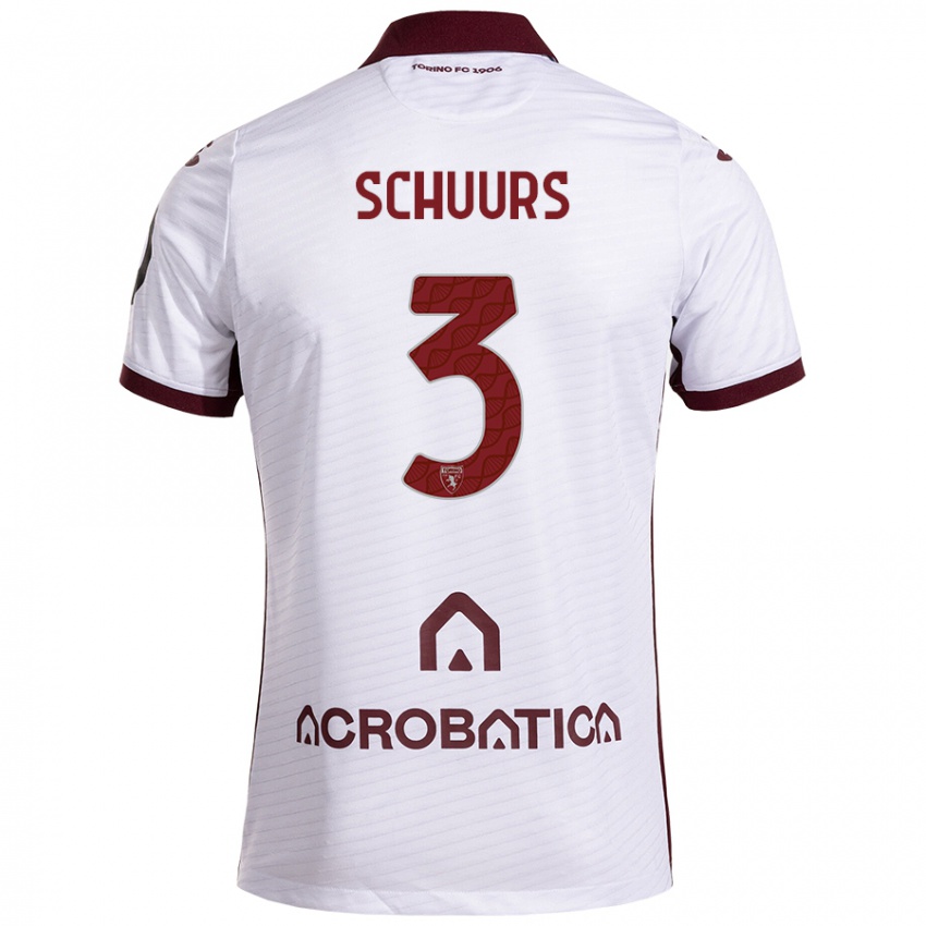 Niño Camiseta Perr Schuurs #3 Blanco Granate 2ª Equipación 2024/25 La Camisa