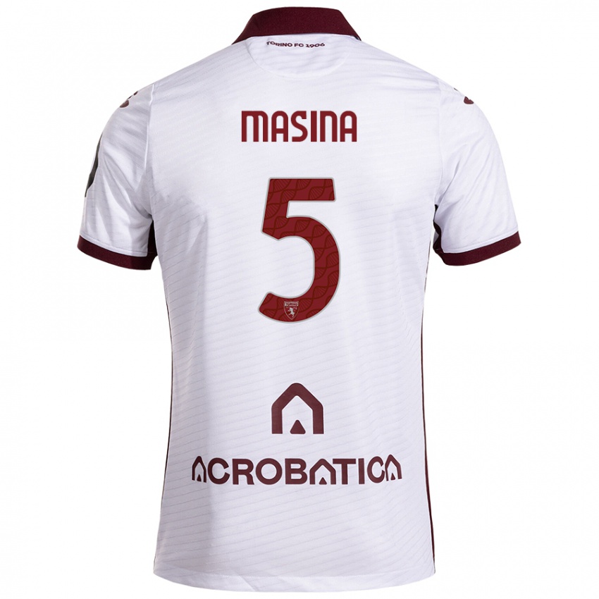 Niño Camiseta Adam Masina #5 Blanco Granate 2ª Equipación 2024/25 La Camisa