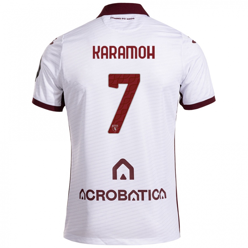 Niño Camiseta Yann Karamoh #7 Blanco Granate 2ª Equipación 2024/25 La Camisa