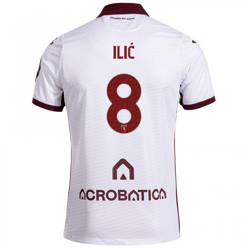 Niño Camiseta Ivan Ilić #8 Blanco Granate 2ª Equipación 2024/25 La Camisa