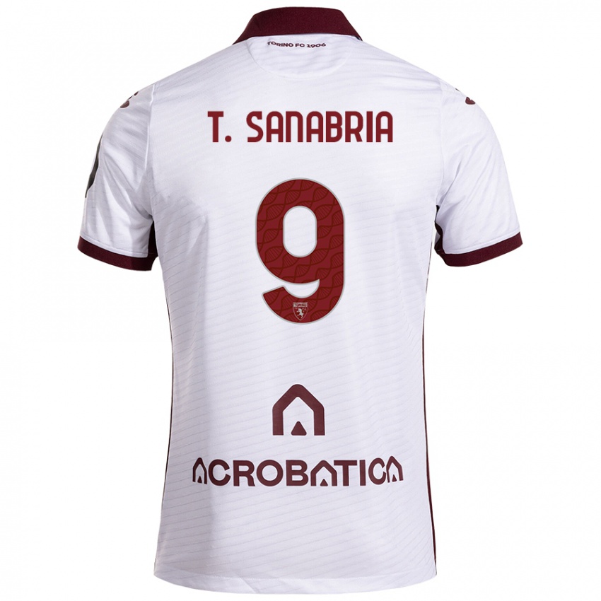 Niño Camiseta Antonio Sanabria #9 Blanco Granate 2ª Equipación 2024/25 La Camisa