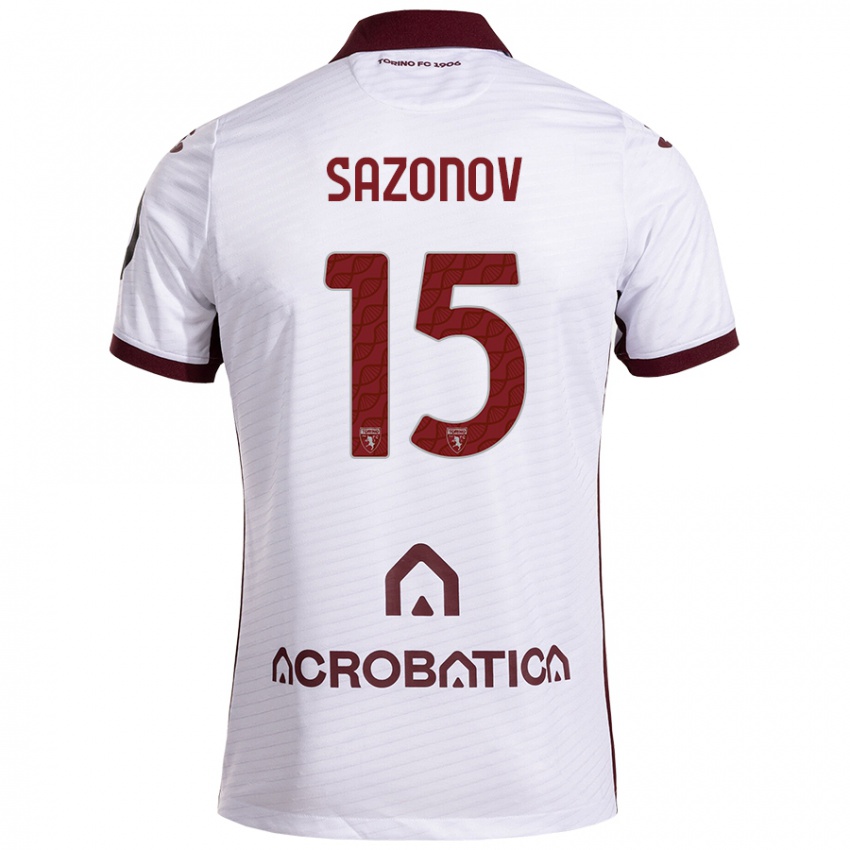 Niño Camiseta Saba Sazonov #15 Blanco Granate 2ª Equipación 2024/25 La Camisa