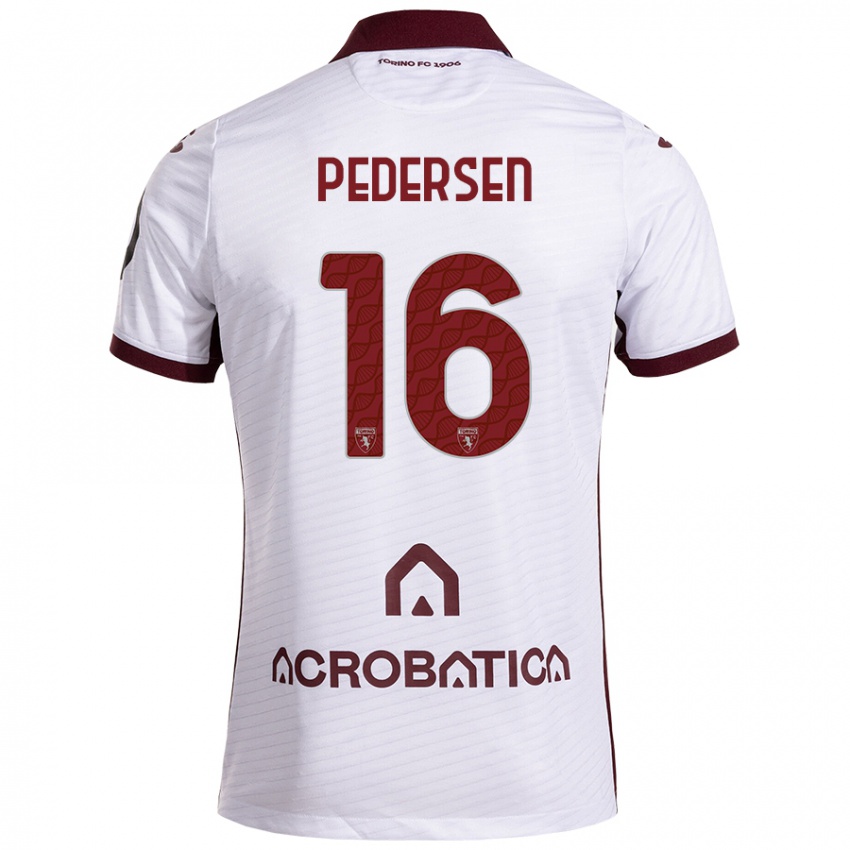 Niño Camiseta Marcus Pedersen #16 Blanco Granate 2ª Equipación 2024/25 La Camisa