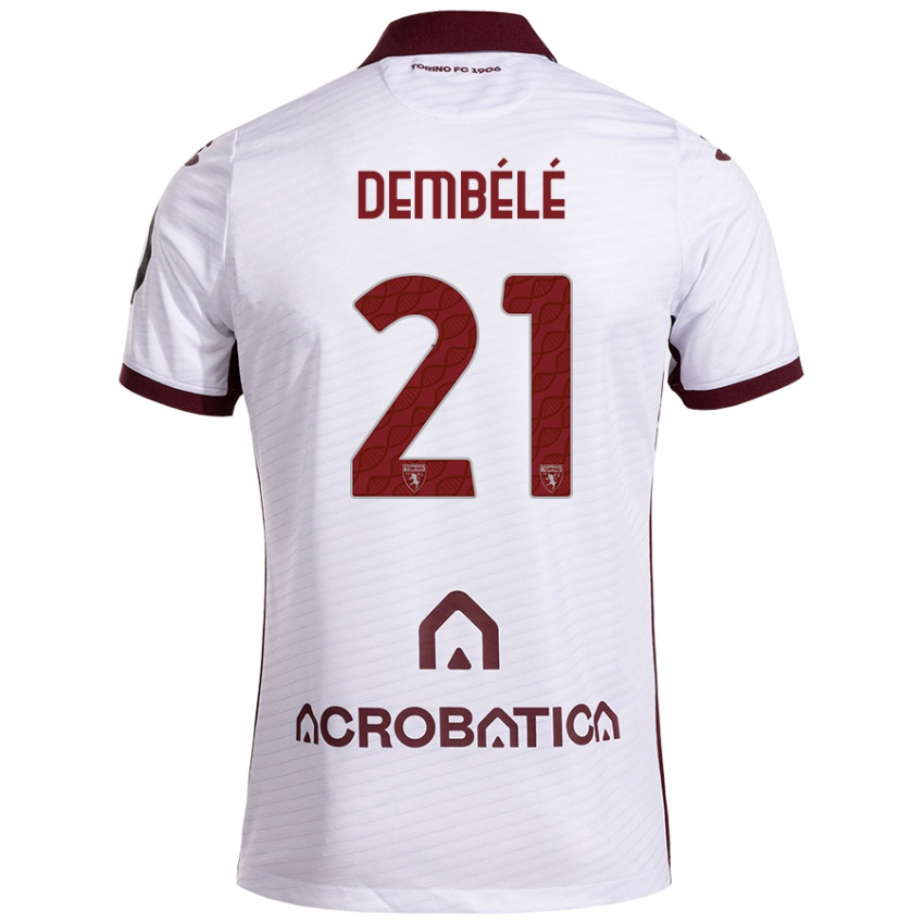 Niño Camiseta Ali Dembélé #21 Blanco Granate 2ª Equipación 2024/25 La Camisa