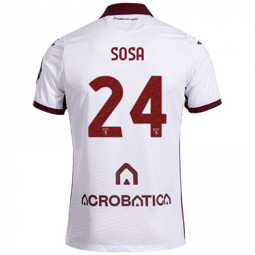 Niño Camiseta Borna Sosa #24 Blanco Granate 2ª Equipación 2024/25 La Camisa