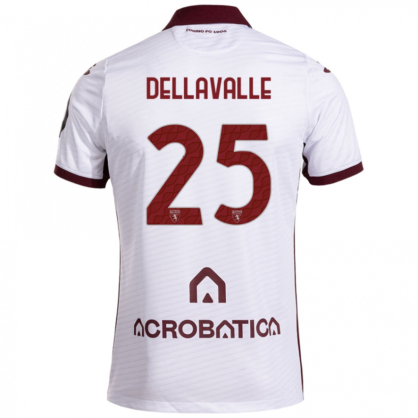 Niño Camiseta Alessandro Dellavalle #25 Blanco Granate 2ª Equipación 2024/25 La Camisa