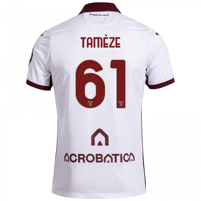 Niño Camiseta Adrien Tamèze #61 Blanco Granate 2ª Equipación 2024/25 La Camisa