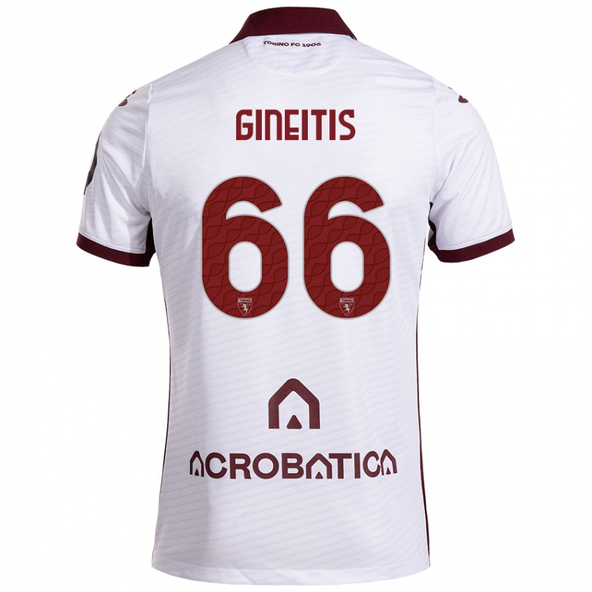 Niño Camiseta Gvidas Gineitis #66 Blanco Granate 2ª Equipación 2024/25 La Camisa