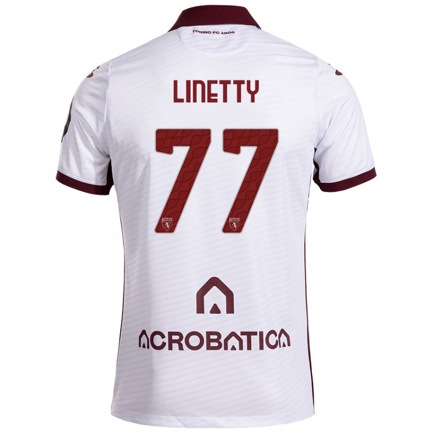 Niño Camiseta Karol Linetty #77 Blanco Granate 2ª Equipación 2024/25 La Camisa