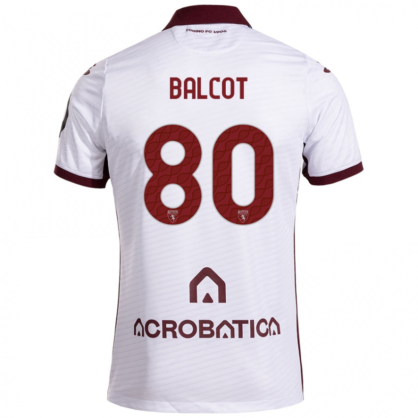 Niño Camiseta Côme Bianay Balcot #80 Blanco Granate 2ª Equipación 2024/25 La Camisa