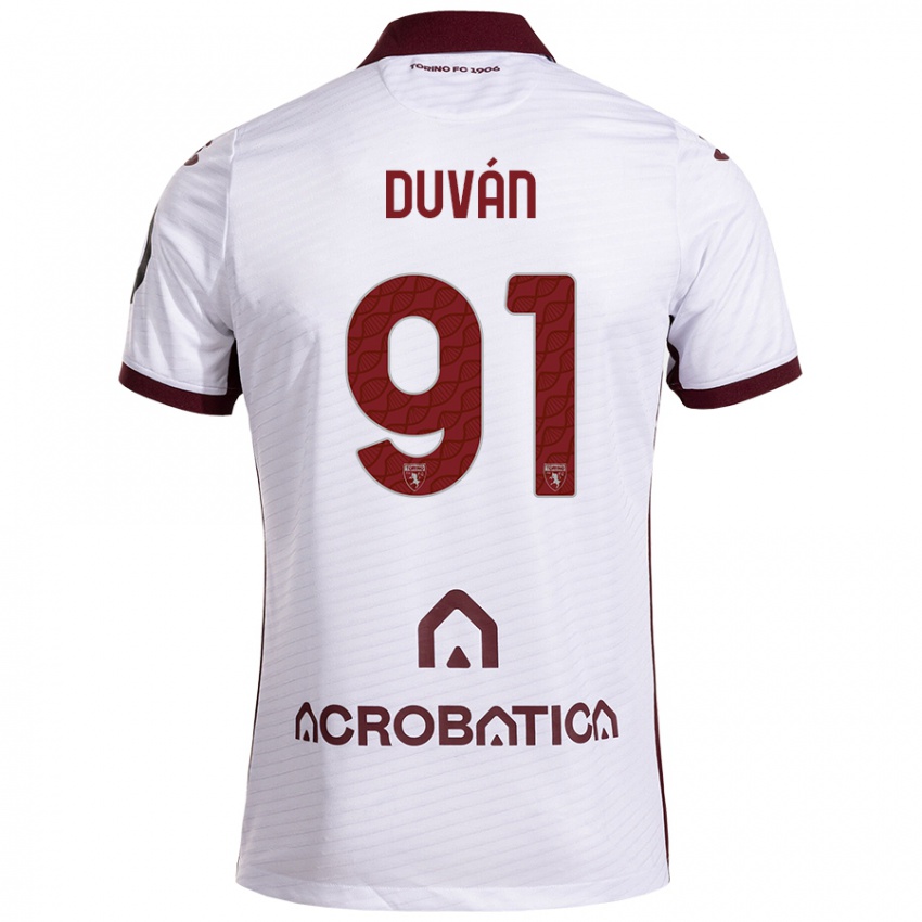 Niño Camiseta Duván Zapata #91 Blanco Granate 2ª Equipación 2024/25 La Camisa