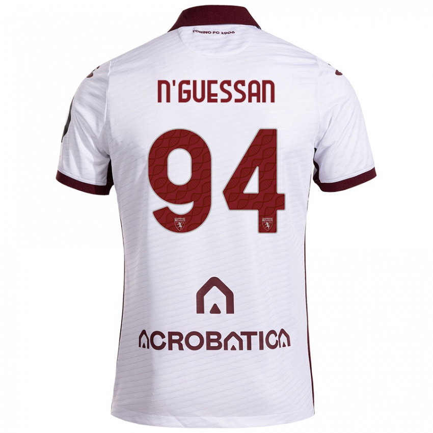 Niño Camiseta Ange Caumenan N'guessan #94 Blanco Granate 2ª Equipación 2024/25 La Camisa