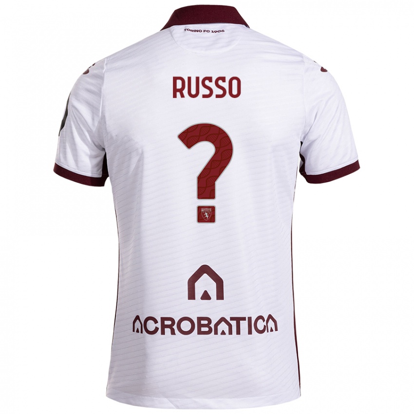 Niño Camiseta Lorenzo Russo #0 Blanco Granate 2ª Equipación 2024/25 La Camisa