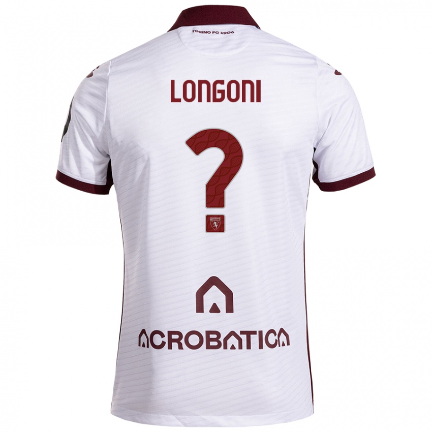 Niño Camiseta Marco Longoni #0 Blanco Granate 2ª Equipación 2024/25 La Camisa