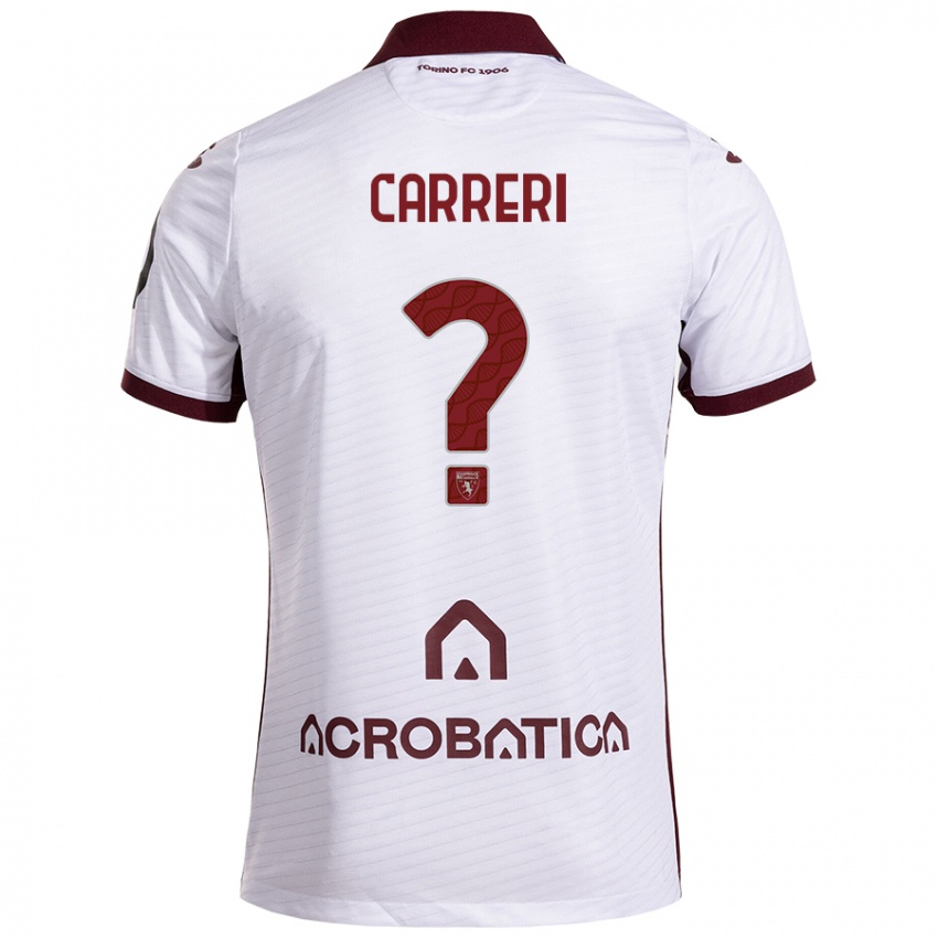 Niño Camiseta Carlo Carreri #0 Blanco Granate 2ª Equipación 2024/25 La Camisa