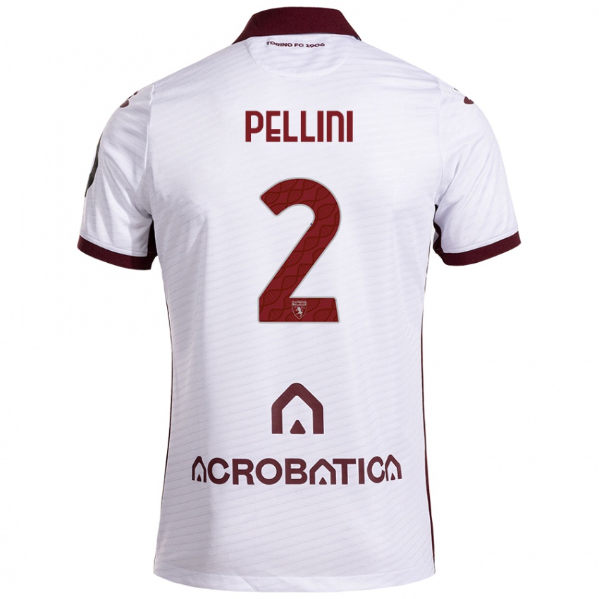 Niño Camiseta Mattia Pellini #2 Blanco Granate 2ª Equipación 2024/25 La Camisa