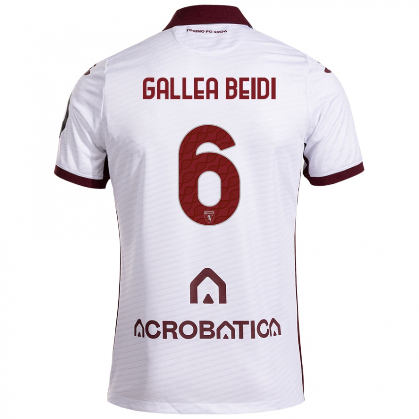 Niño Camiseta Francesco Gallea Beidi #6 Blanco Granate 2ª Equipación 2024/25 La Camisa