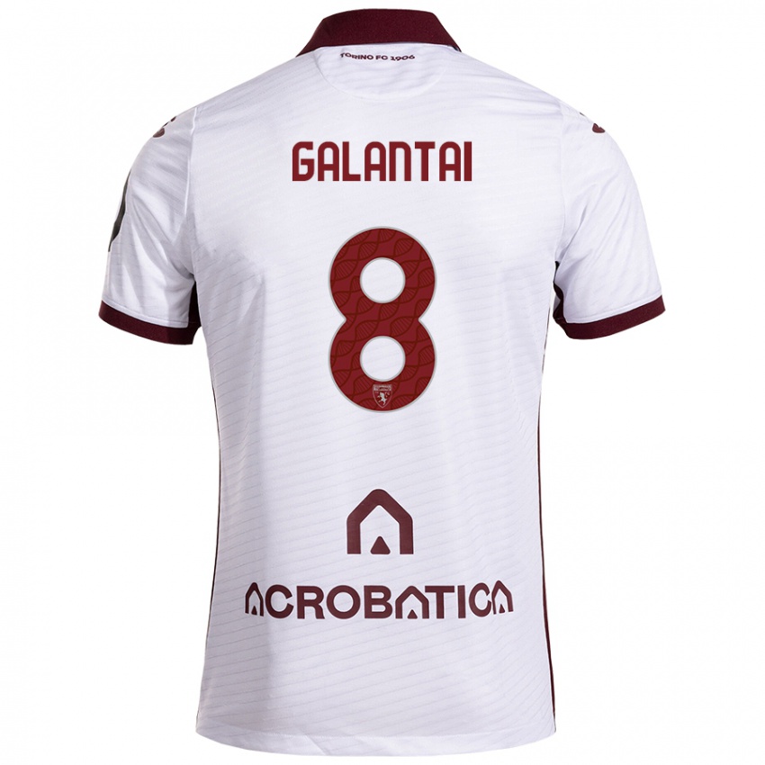 Niño Camiseta Tamás Galántai #8 Blanco Granate 2ª Equipación 2024/25 La Camisa