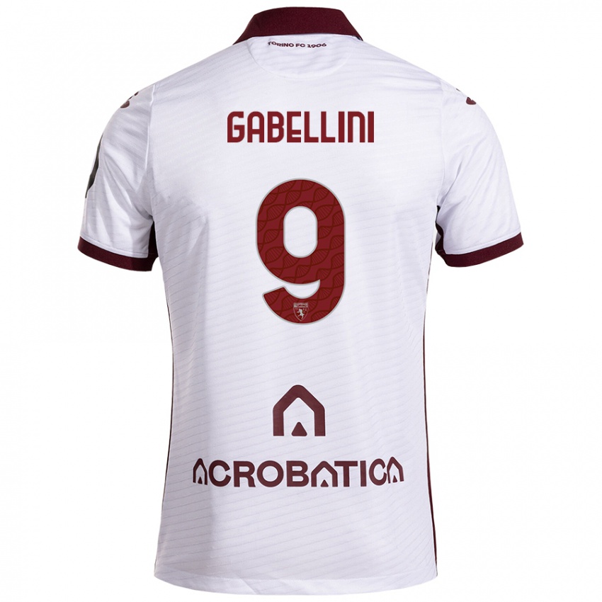 Niño Camiseta Tommaso Gabellini #9 Blanco Granate 2ª Equipación 2024/25 La Camisa