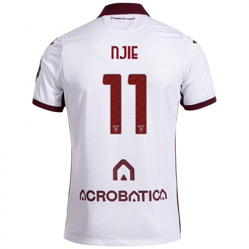 Niño Camiseta Alieu Njie #11 Blanco Granate 2ª Equipación 2024/25 La Camisa