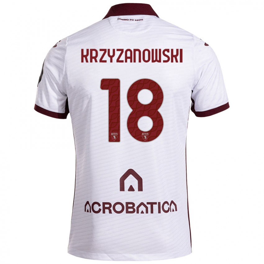 Niño Camiseta Jakub Krzyzanowski #18 Blanco Granate 2ª Equipación 2024/25 La Camisa