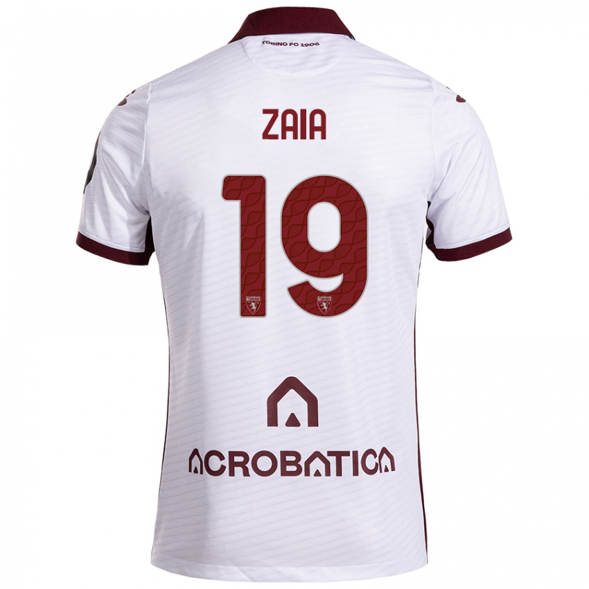 Niño Camiseta Edoardo Zaia #19 Blanco Granate 2ª Equipación 2024/25 La Camisa