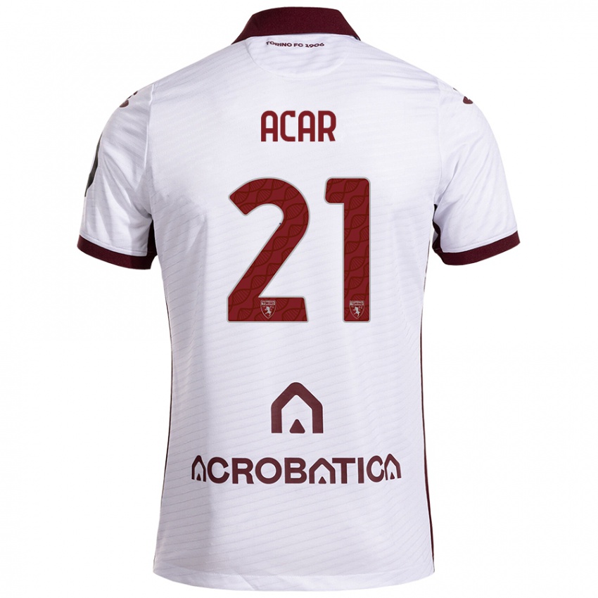 Niño Camiseta Emirhan Acar #21 Blanco Granate 2ª Equipación 2024/25 La Camisa