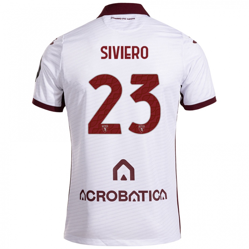 Niño Camiseta Lapo Siviero #23 Blanco Granate 2ª Equipación 2024/25 La Camisa