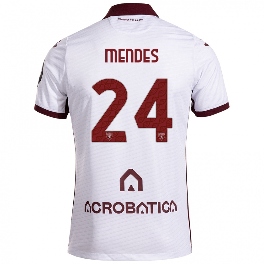 Niño Camiseta Rodrigo Mendes #24 Blanco Granate 2ª Equipación 2024/25 La Camisa