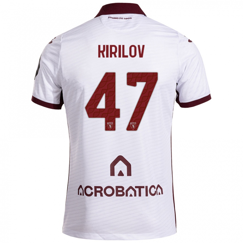 Niño Camiseta Martin Kirilov #47 Blanco Granate 2ª Equipación 2024/25 La Camisa