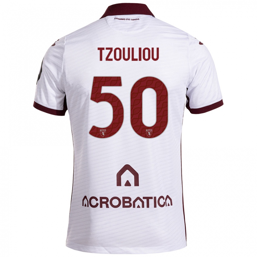 Niño Camiseta Dimitrianos Tzouliou #50 Blanco Granate 2ª Equipación 2024/25 La Camisa