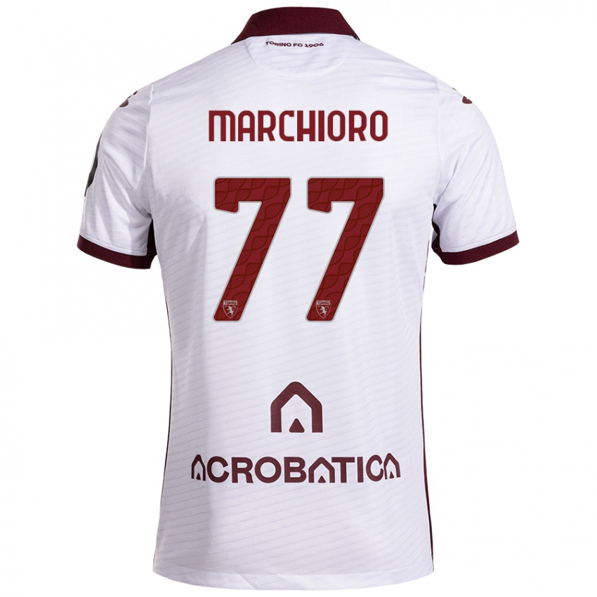 Niño Camiseta Raffaele Marchioro #77 Blanco Granate 2ª Equipación 2024/25 La Camisa