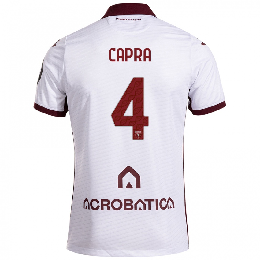 Niño Camiseta Valentina Capra #4 Blanco Granate 2ª Equipación 2024/25 La Camisa