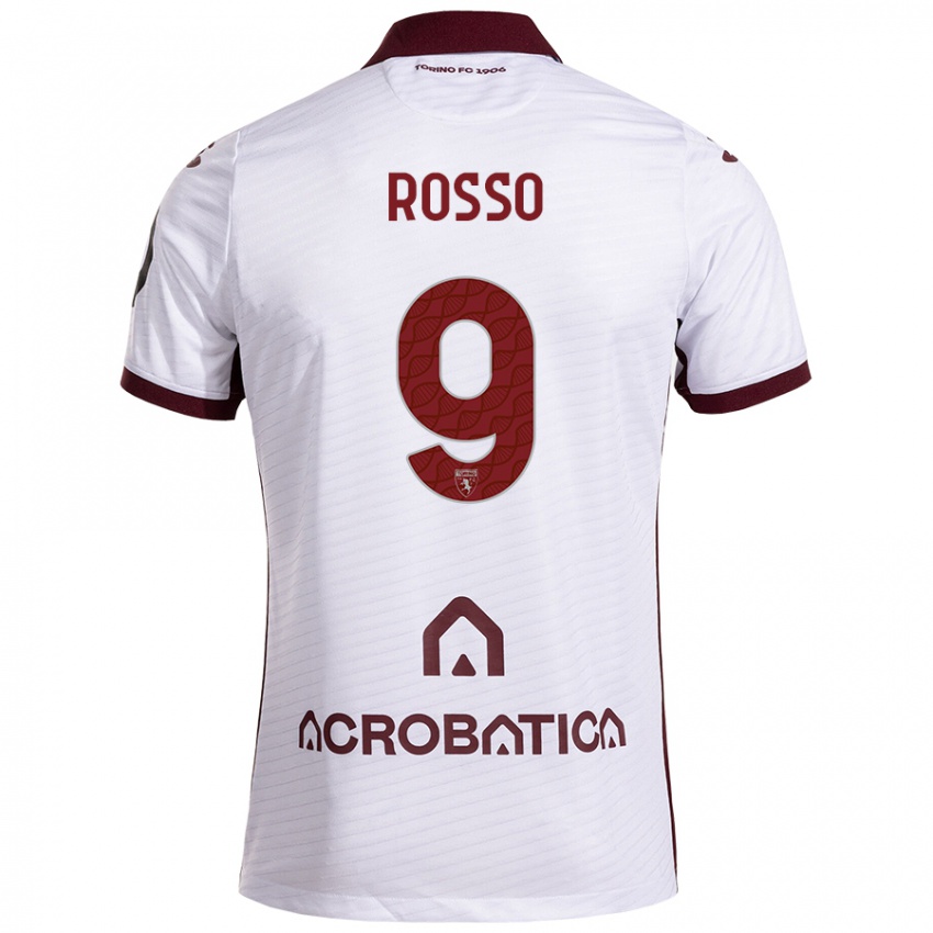 Niño Camiseta Eleonora Rosso #9 Blanco Granate 2ª Equipación 2024/25 La Camisa