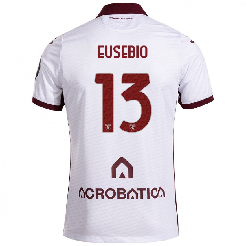 Niño Camiseta Chiara Eusebio #13 Blanco Granate 2ª Equipación 2024/25 La Camisa