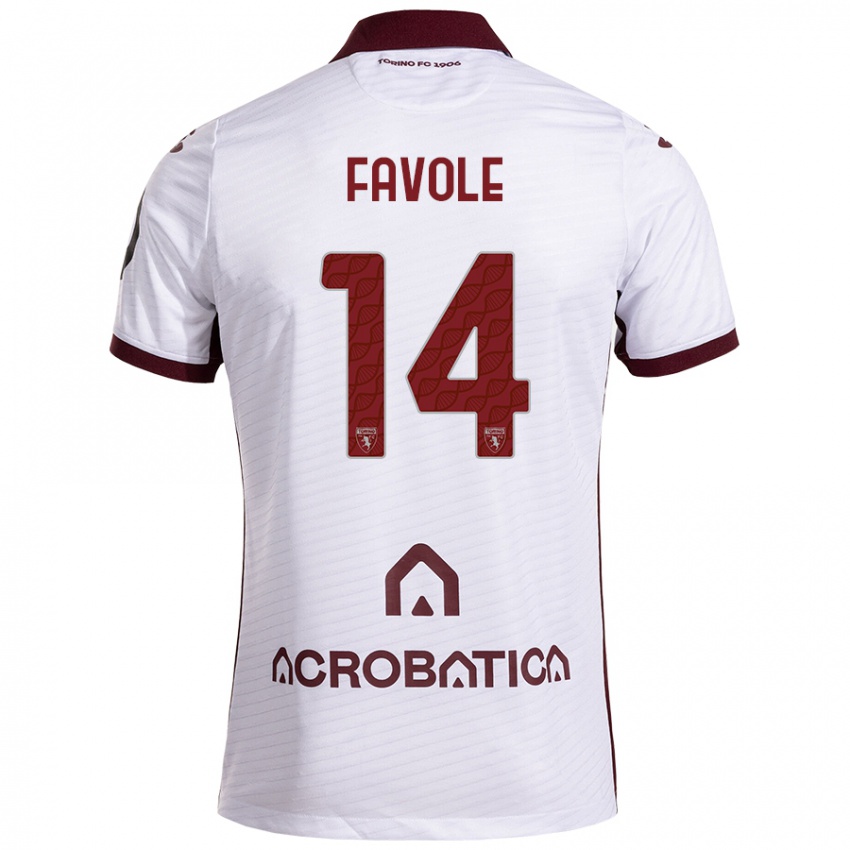 Niño Camiseta Annalisa Favole #14 Blanco Granate 2ª Equipación 2024/25 La Camisa