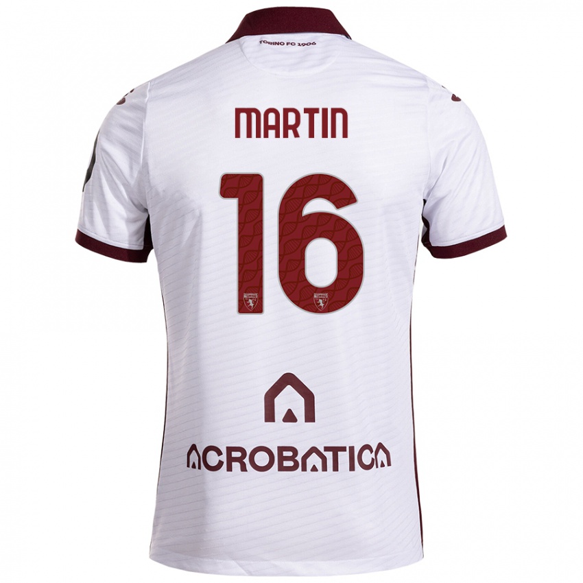 Niño Camiseta Francesca Martin #16 Blanco Granate 2ª Equipación 2024/25 La Camisa