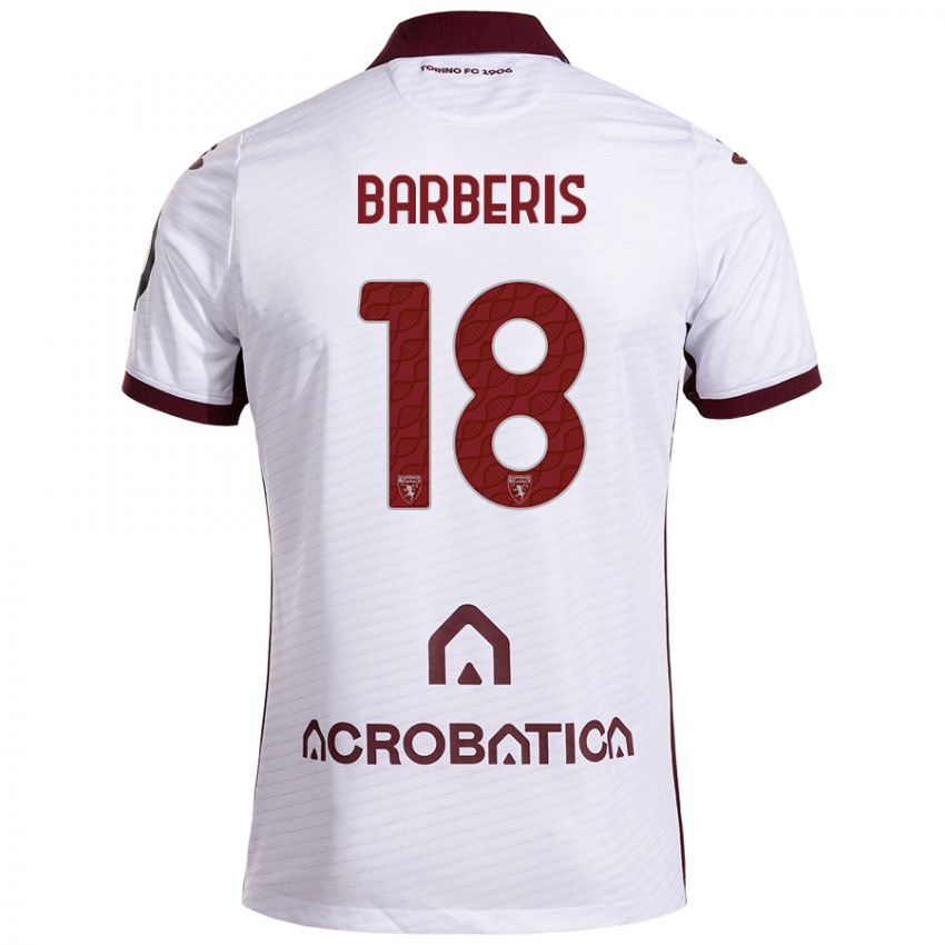 Niño Camiseta Laura Barberis #18 Blanco Granate 2ª Equipación 2024/25 La Camisa