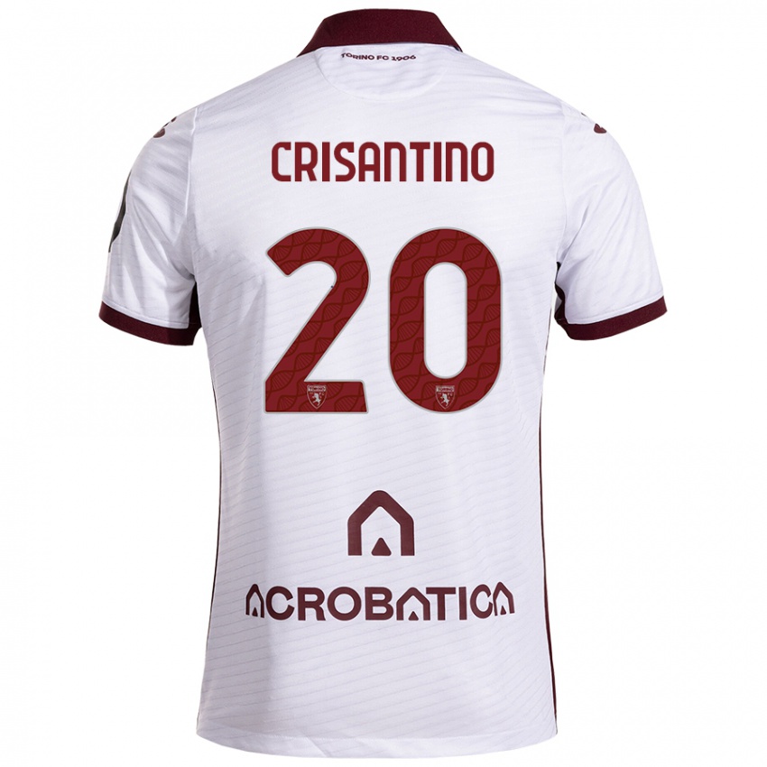 Niño Camiseta Giulia Crisantino #20 Blanco Granate 2ª Equipación 2024/25 La Camisa