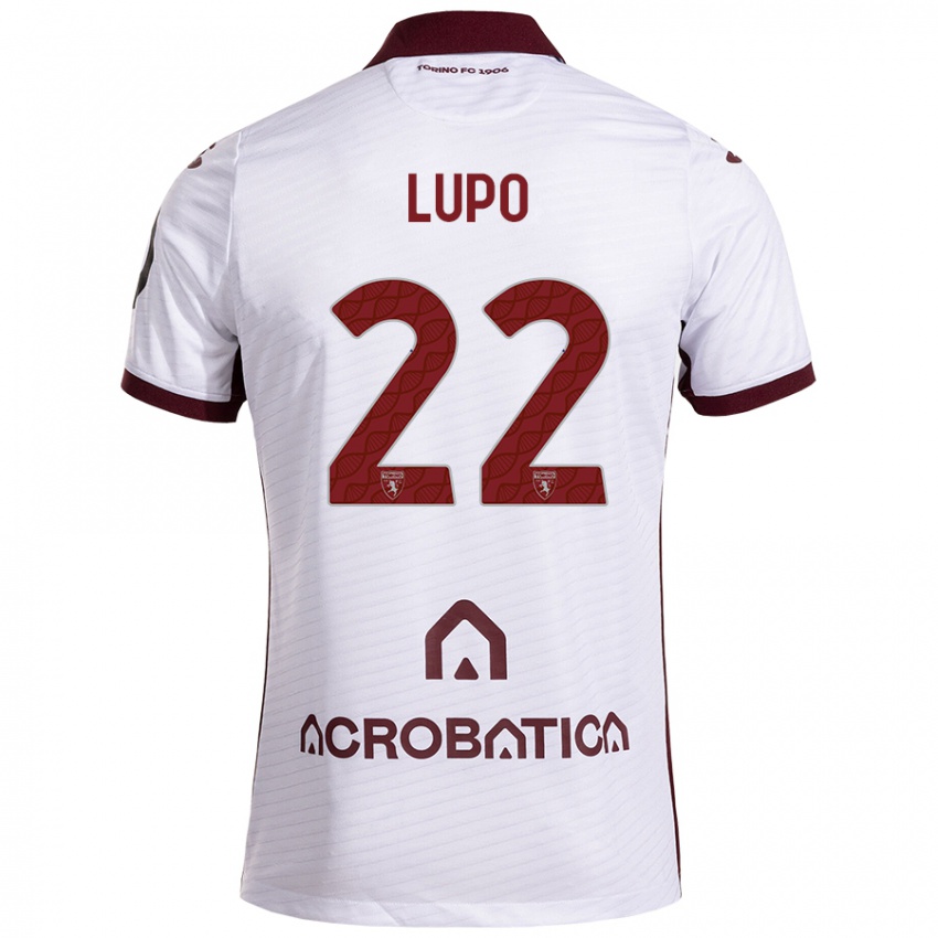 Niño Camiseta Enrica Lupo #22 Blanco Granate 2ª Equipación 2024/25 La Camisa