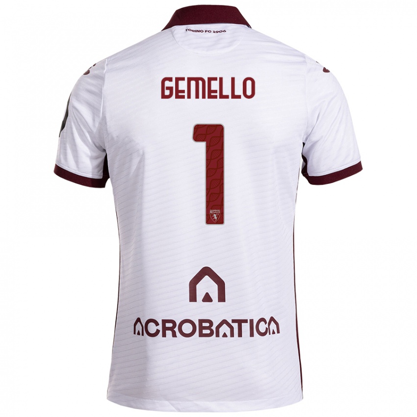 Niño Camiseta Luca Gemello #1 Blanco Granate 2ª Equipación 2024/25 La Camisa