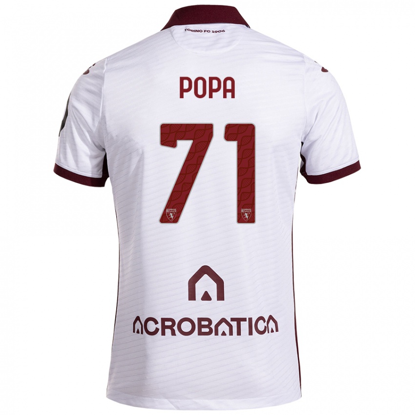 Niño Camiseta Mihai Popa #71 Blanco Granate 2ª Equipación 2024/25 La Camisa