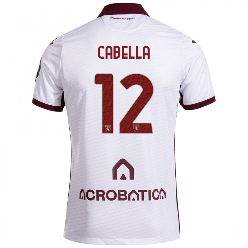 Niño Camiseta Matteo Cabella #12 Blanco Granate 2ª Equipación 2024/25 La Camisa