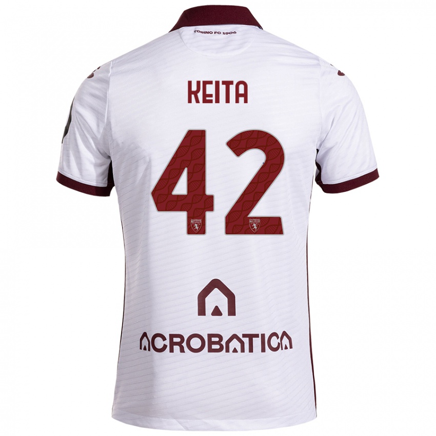 Niño Camiseta Karamoko Keita #42 Blanco Granate 2ª Equipación 2024/25 La Camisa