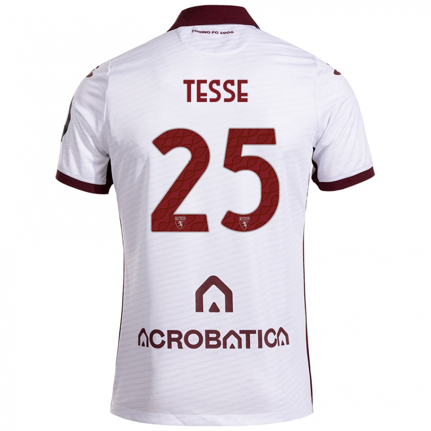 Niño Camiseta Manuela Tesse #25 Blanco Granate 2ª Equipación 2024/25 La Camisa